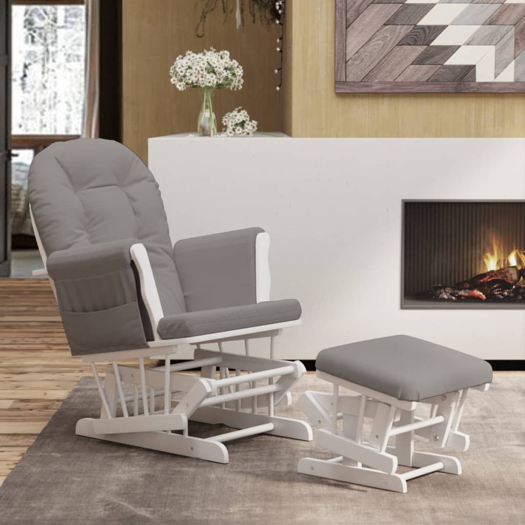 Glider Chair with Stool Light Grey Fabric