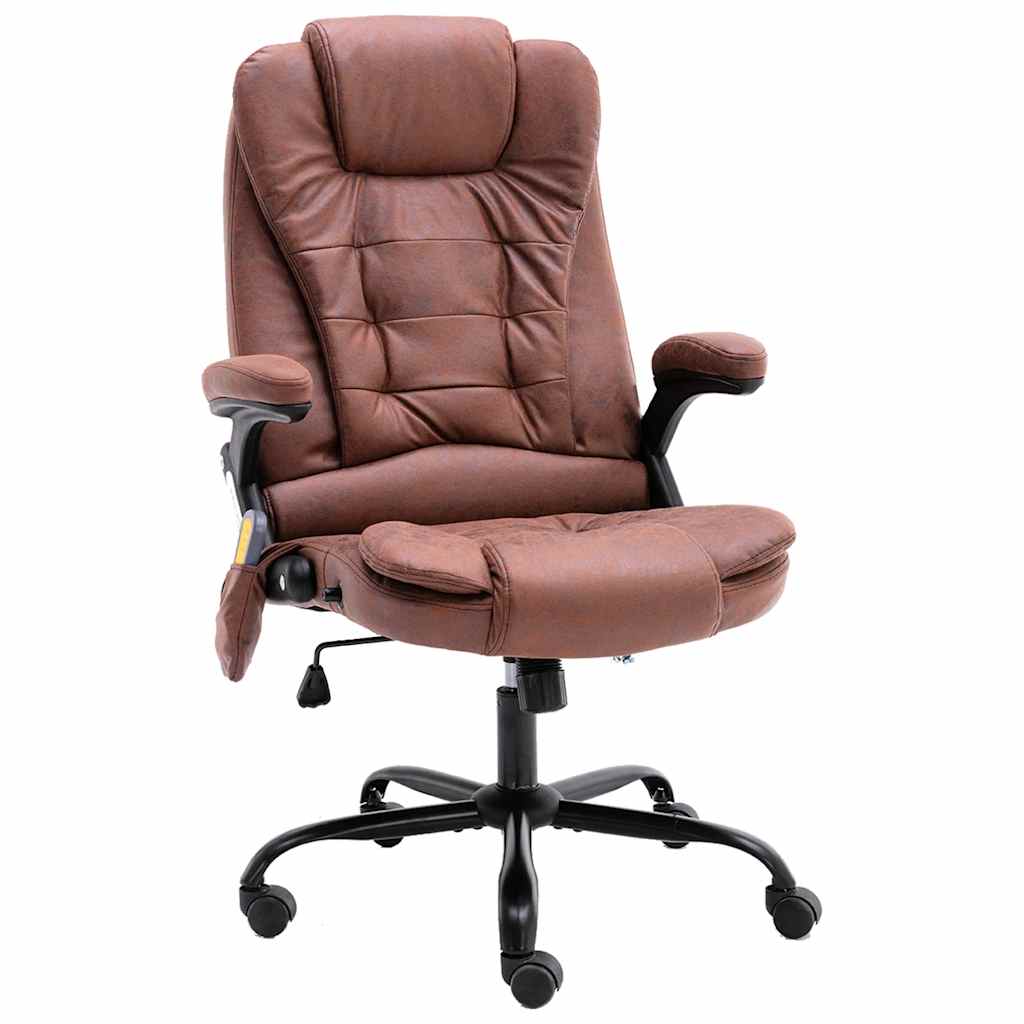 Massage Office Chair Light Brown Faux Suede Leather