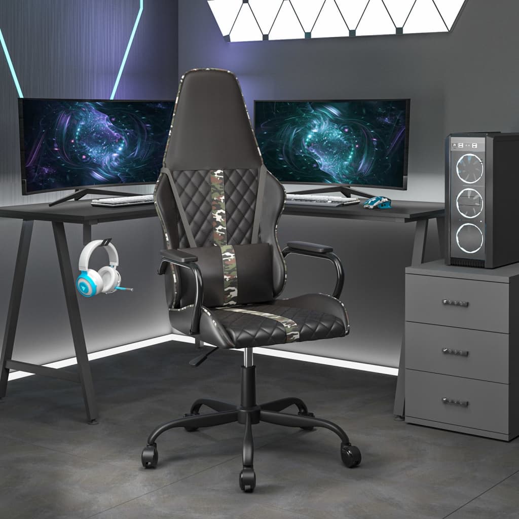 Gaming Chair Black and Camouflage Faux Leather
