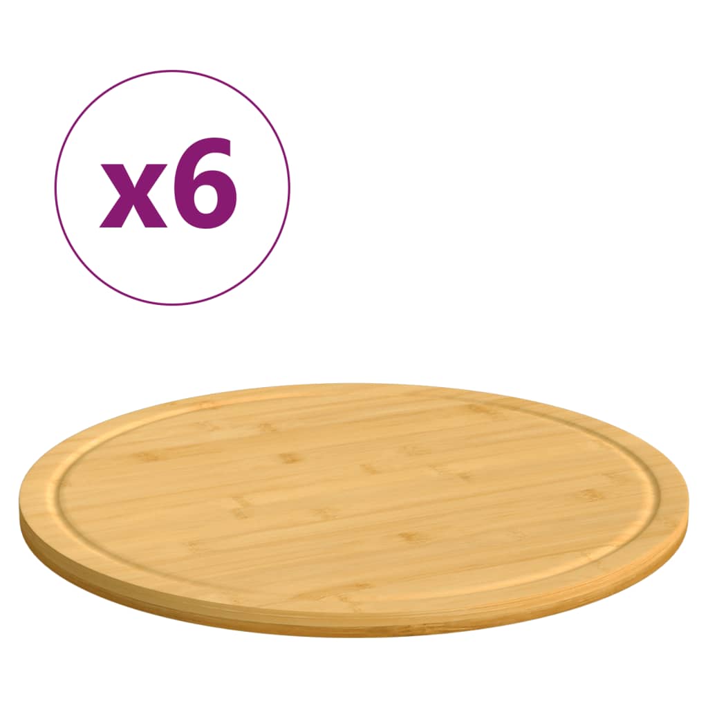 Chopping Boards 6 pcs Ø40x1,5 cm Bamboo