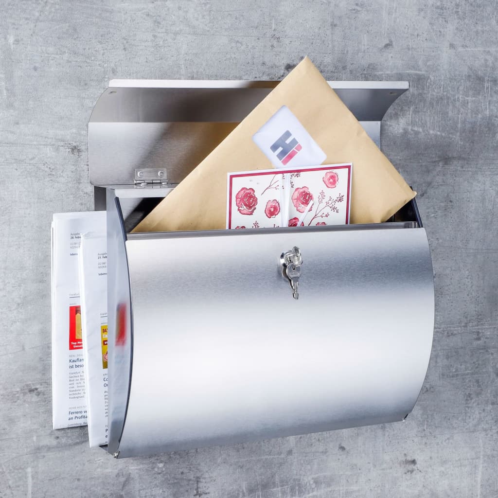 HI Letter Box with Newspaper Holder 38x13,3x30,4 cm Stainless Steel
