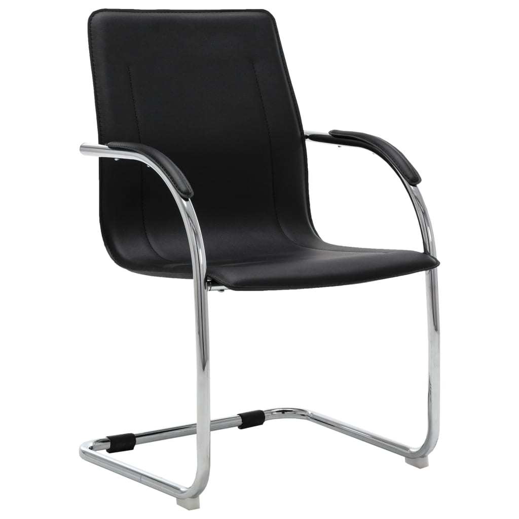 Cantilever Office Chair Black Faux Leather