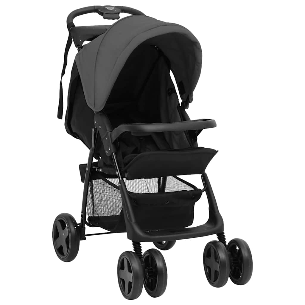 2-in-1 Baby Stroller Dark Grey and Black Steel