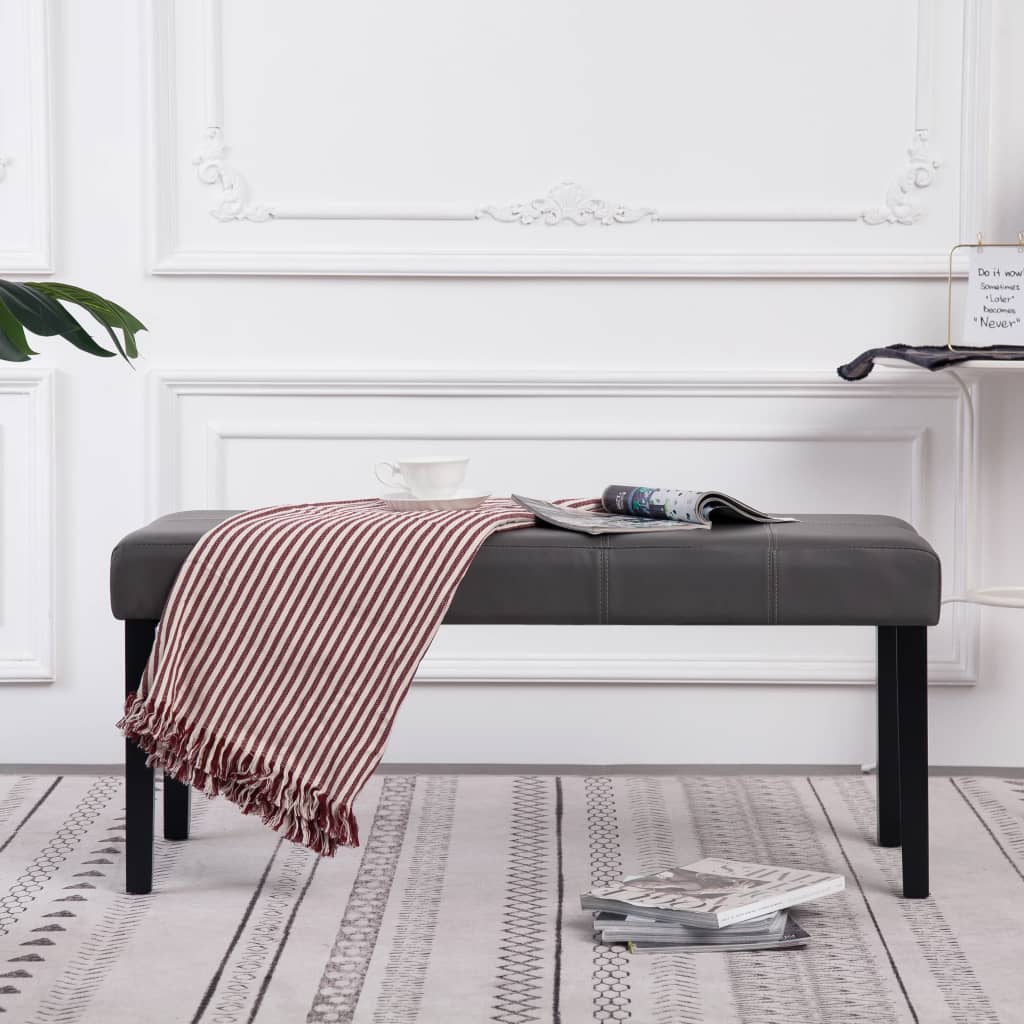 Bench 106 cm Grey Faux Leather