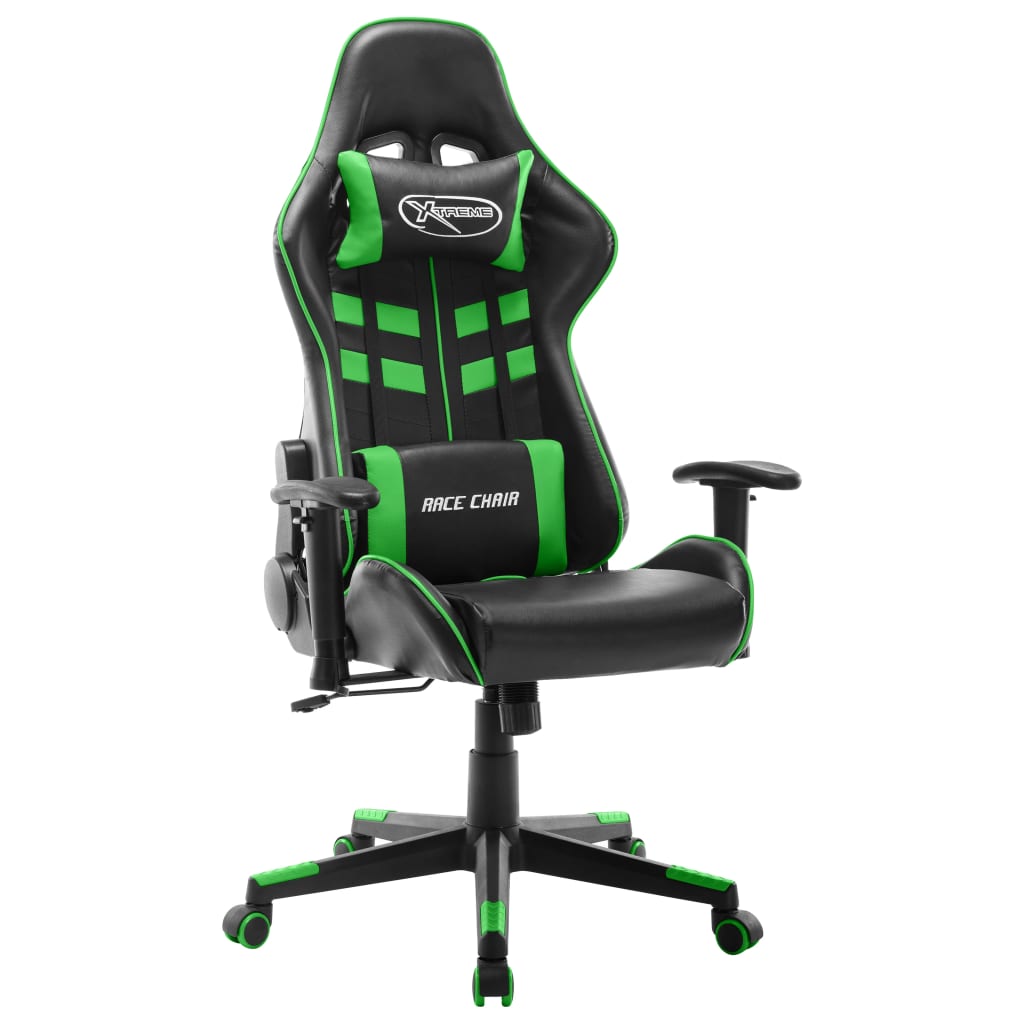Gaming Chair Black and Green Artificial Leather