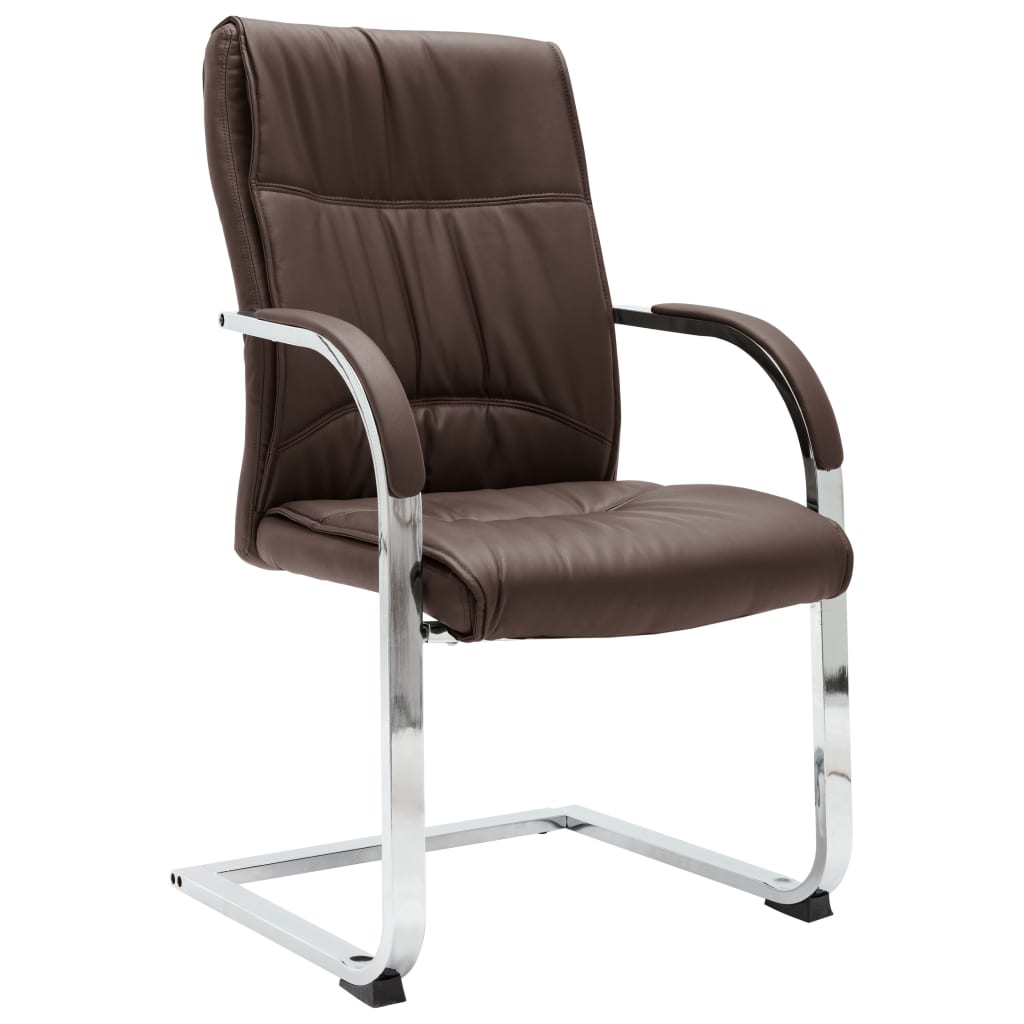 Cantilever Office Chair Brown Faux Leather