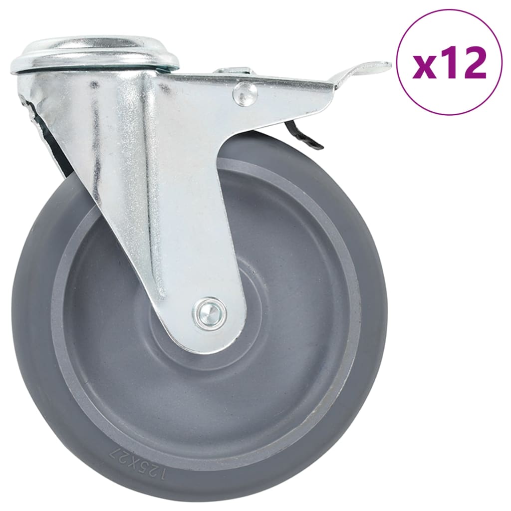 12 pcs Bolt Hole Swivel Casters 125 mm (3x143429)