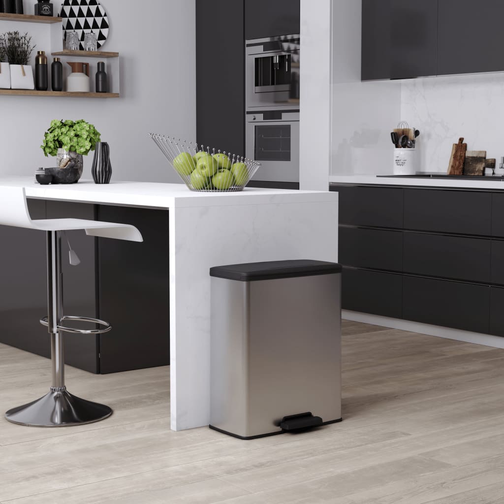 Curver Pedal Bin "Deco" 65 L Silver