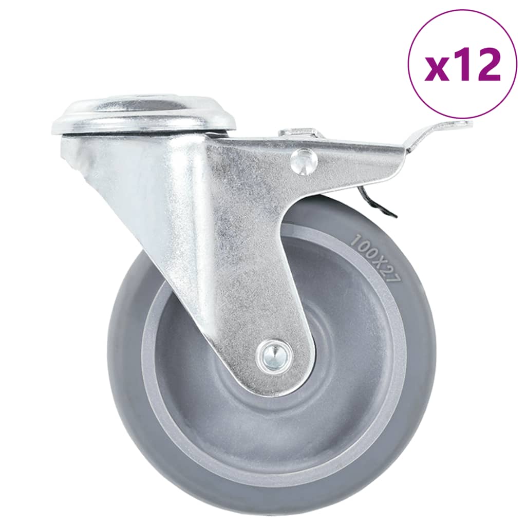 12 pcs Bolt Hole Swivel Casters 100 mm (3x143427)